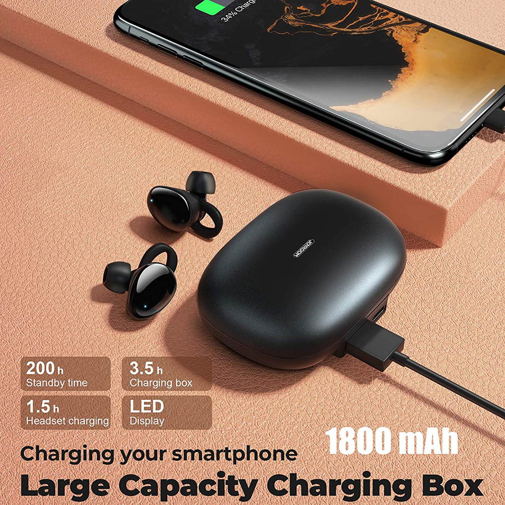 TWS Earphone Touch Wireless Earbuds, CVC 8.0 Noise Cancelling with Deep Bass 1800mAh Charging Case, total 35H Playtime Stereo Call Sweat proof Easy Pairing Gym for iPhone and Android