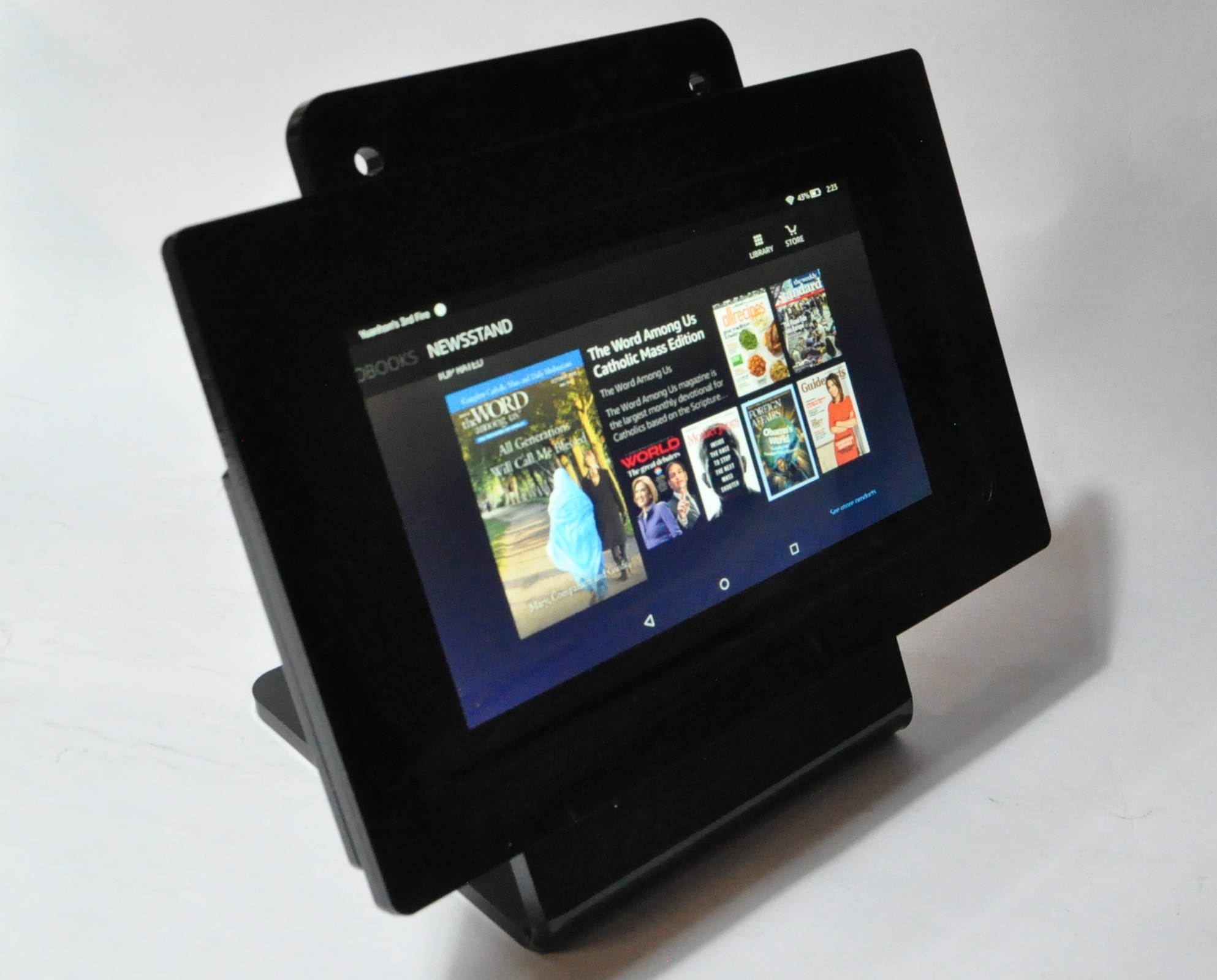 Amazon Fire 7" Security Anti-Theft Acrylic VESA Enclosure with Desktop Stand (Black)