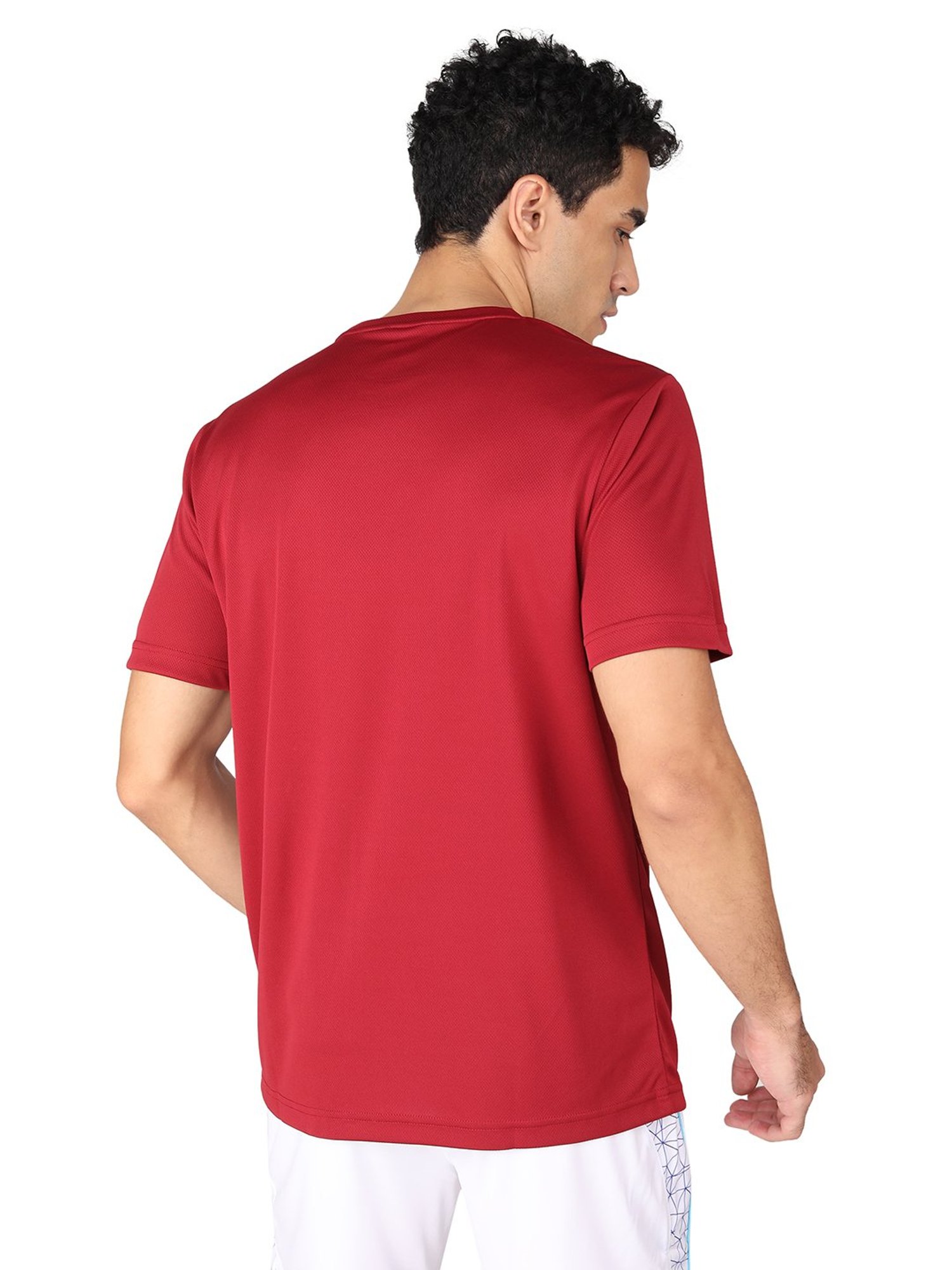 Yonex Red Regular Fit Graphic Print Badminton T-Shirt