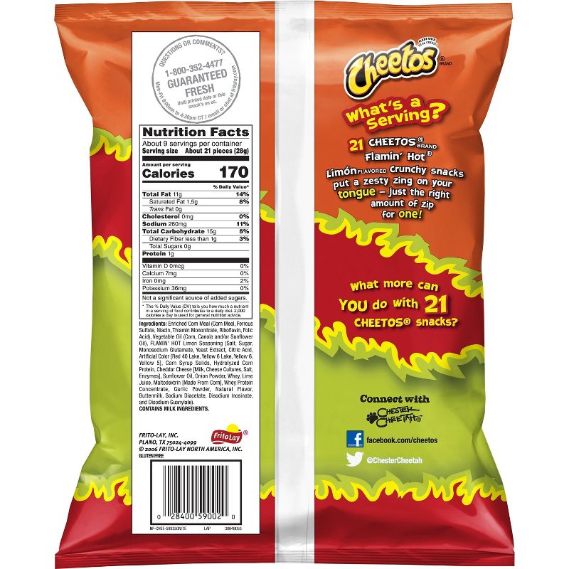 Cheetos Crunchy Flamin' Hot Limón Cheese Flavored Snacks - 8.5oz