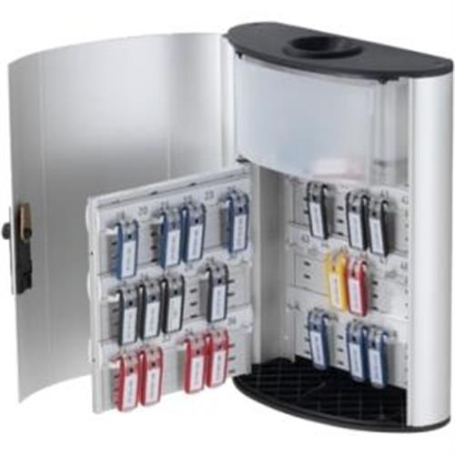 Durable Key Box Plus 54-Key Brushed Aluminum Silver 11 3/4 x 4 5/8 x 15 1/2