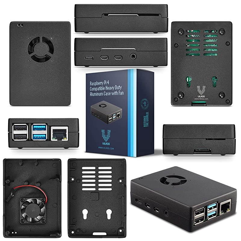 Raspberry Pi 4 8GB Basic Starter Kit with Fan Cooled Heavy Duty Aluminum Alloy Case (Silver)