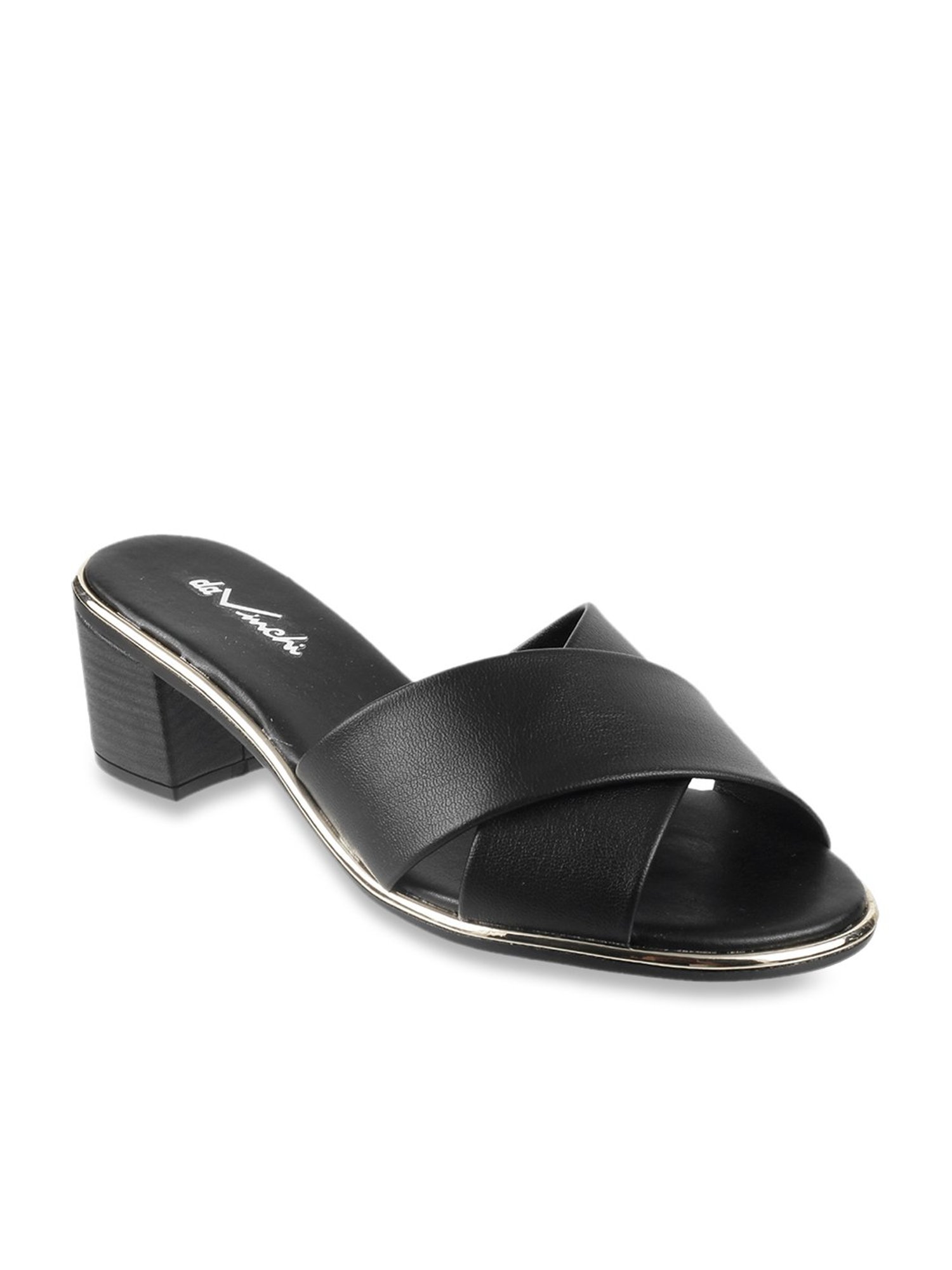 Da Vinchi by Metro Women's Black Cross Strap Sandals