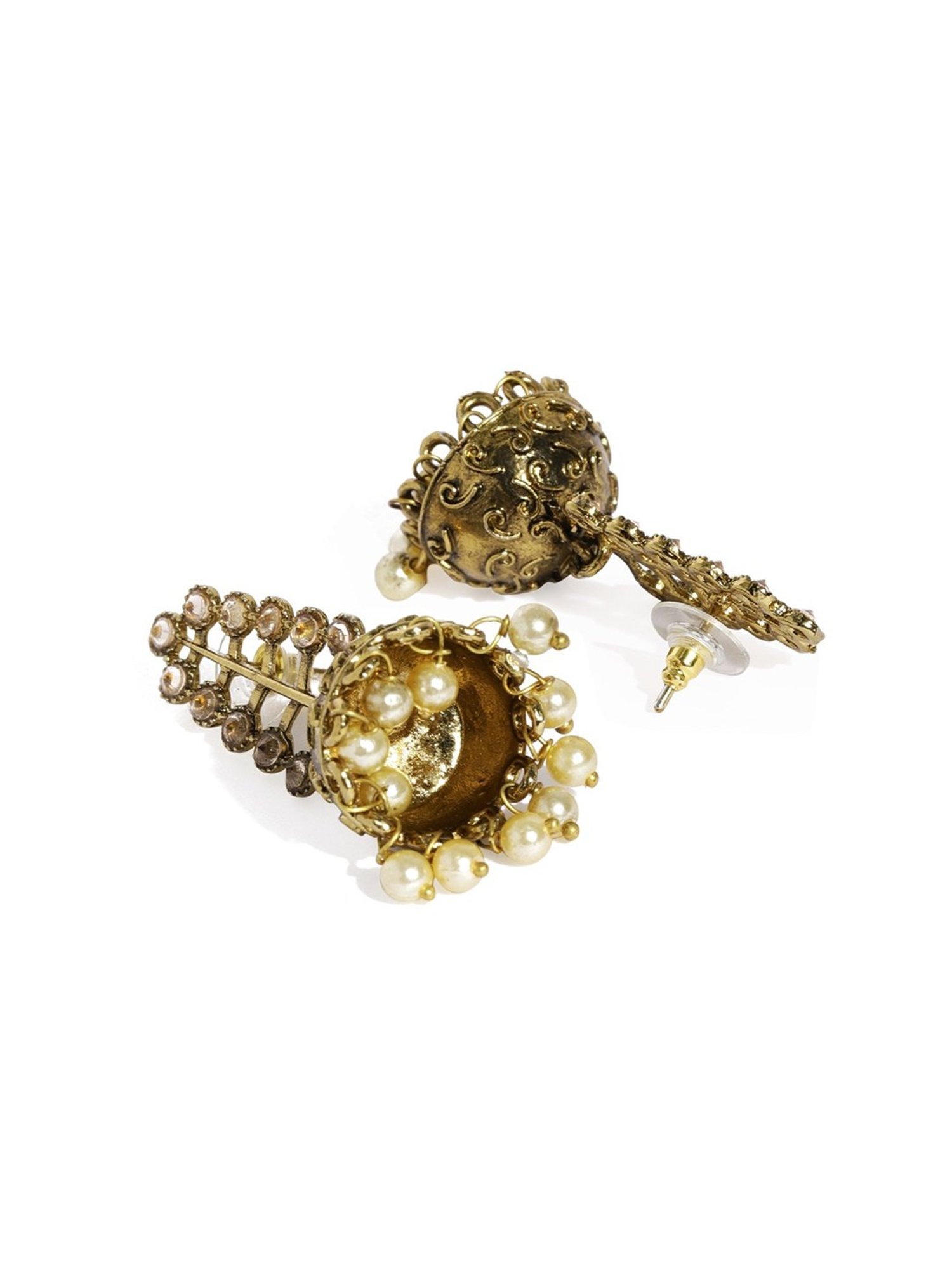Fida Ethnic Traditional Gold Stone Embellished Jhumki Earrings