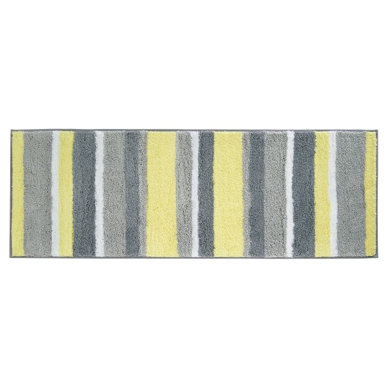 60"x21" Striped Bath Rug Gray/Yellow - iDESIGN