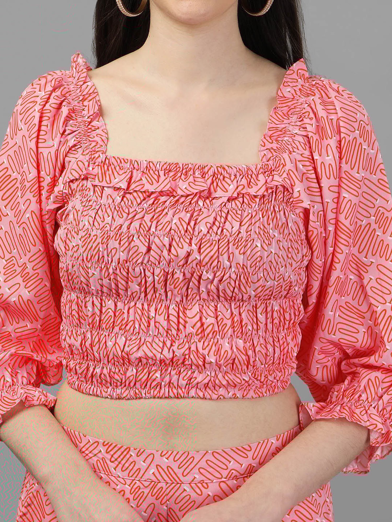 MASAKALI.CO Red Printed Top With Trousers
