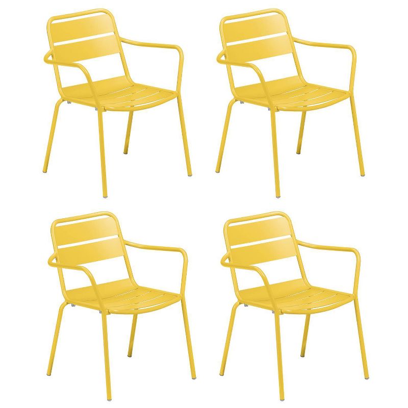 Kapri 4pk Saffron Powder-Coated Outdoor Aluminum Armchairs - Oxford Garden