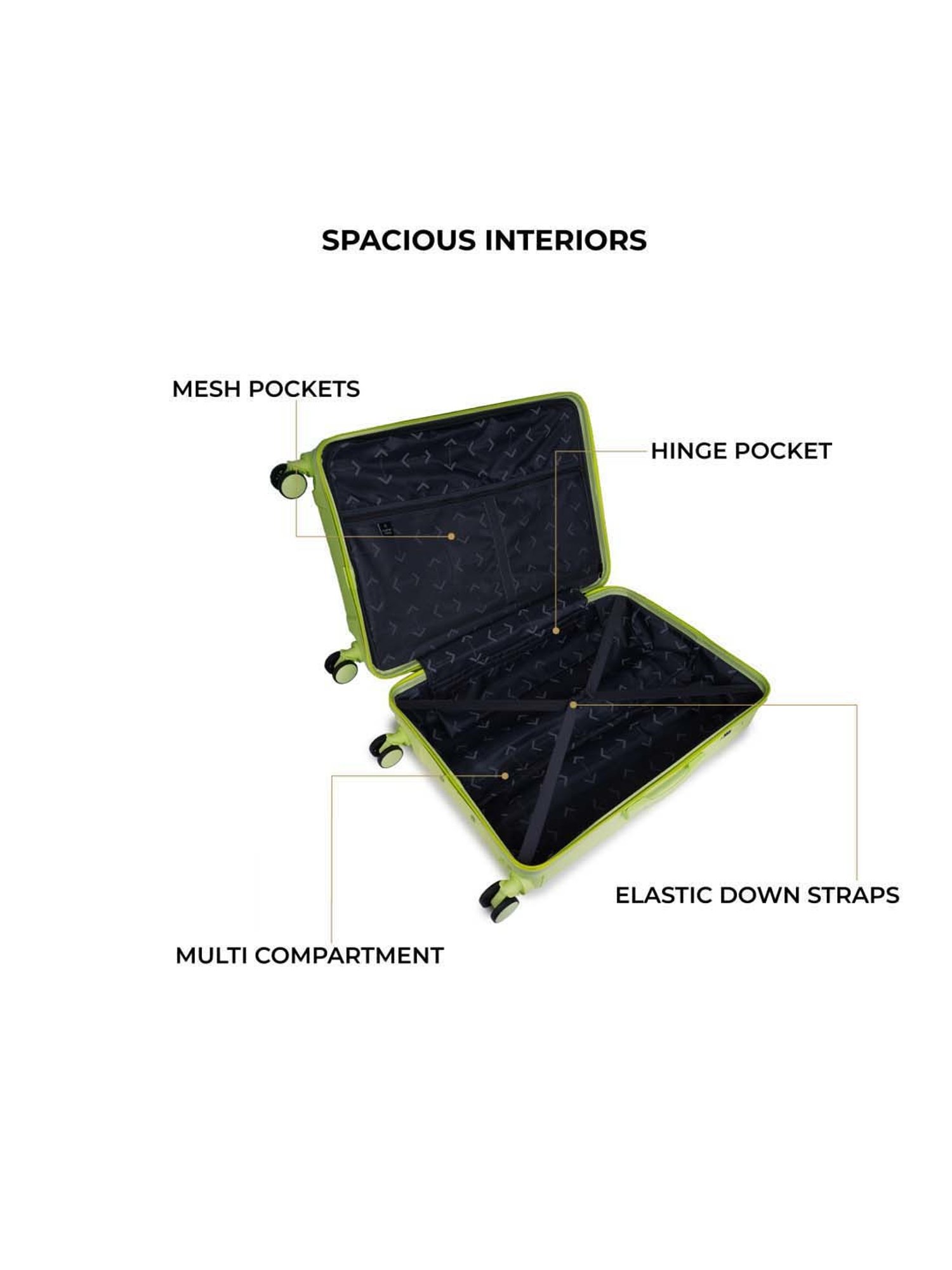 Nasher Miles Goa Hard-sided Polypropylene Set of 2 Olive Green Yellow Trolley Bags (55 & 65 Cm)