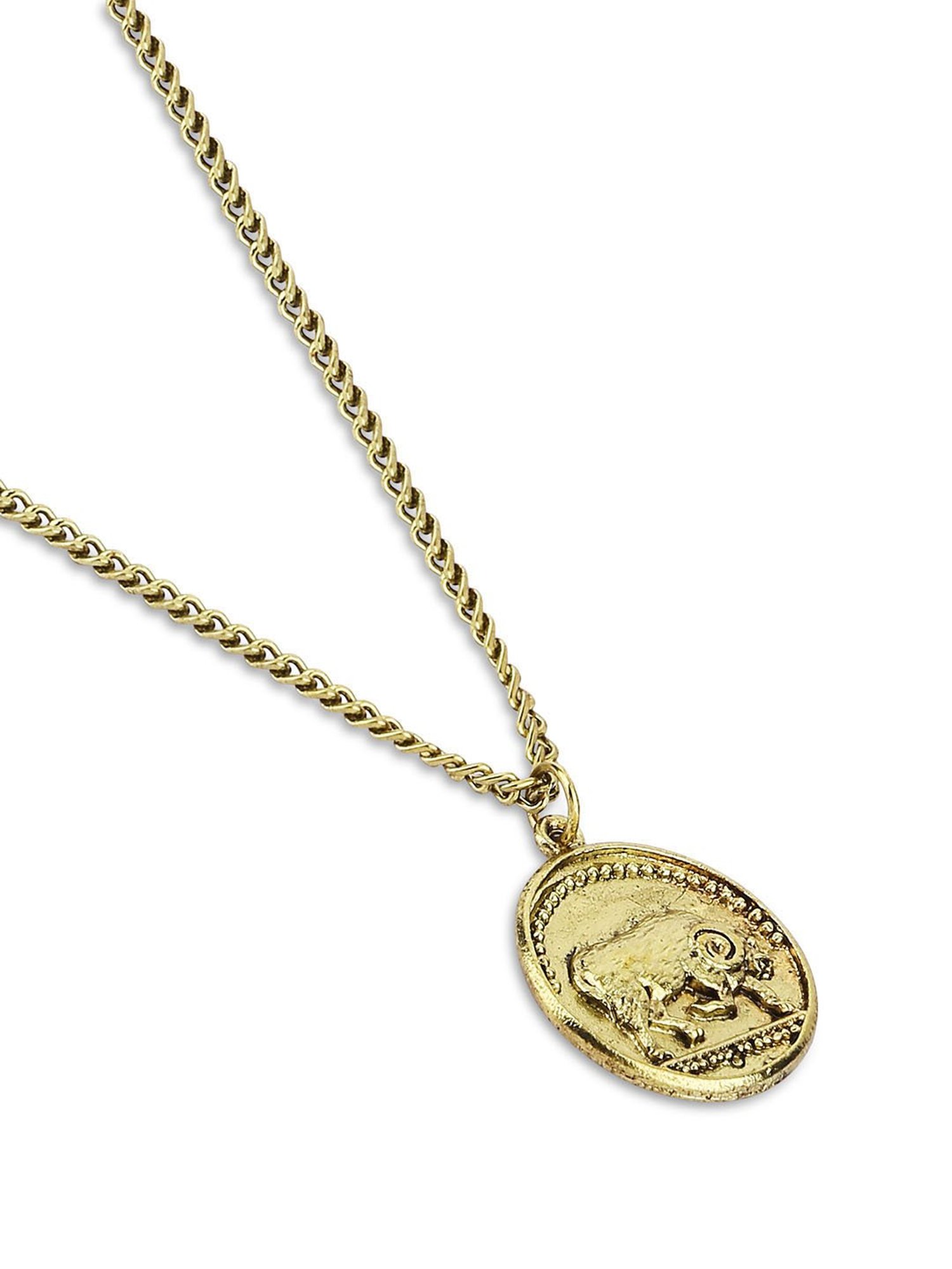 The Bro Code Antique Gold-Plated Bull Charm Pendant Necklace For Men