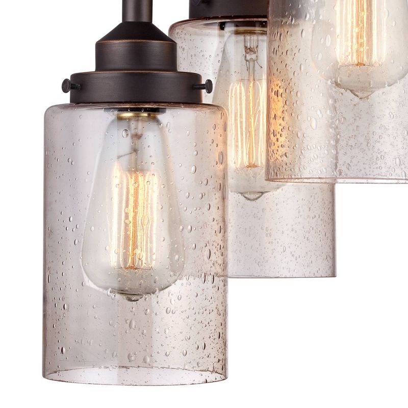 Franklin Iron Works Industrial Farmhouse Ceiling Light Semi Flush Mount Fixture LED Rustic Bronze 9 1/2" Wide 3-Light for Bedroom