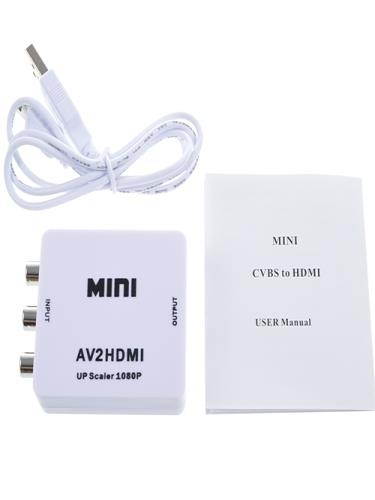 White Mini RCA AV to HDMI Converter Adapter Composite AV2HDMI Converter 1080P