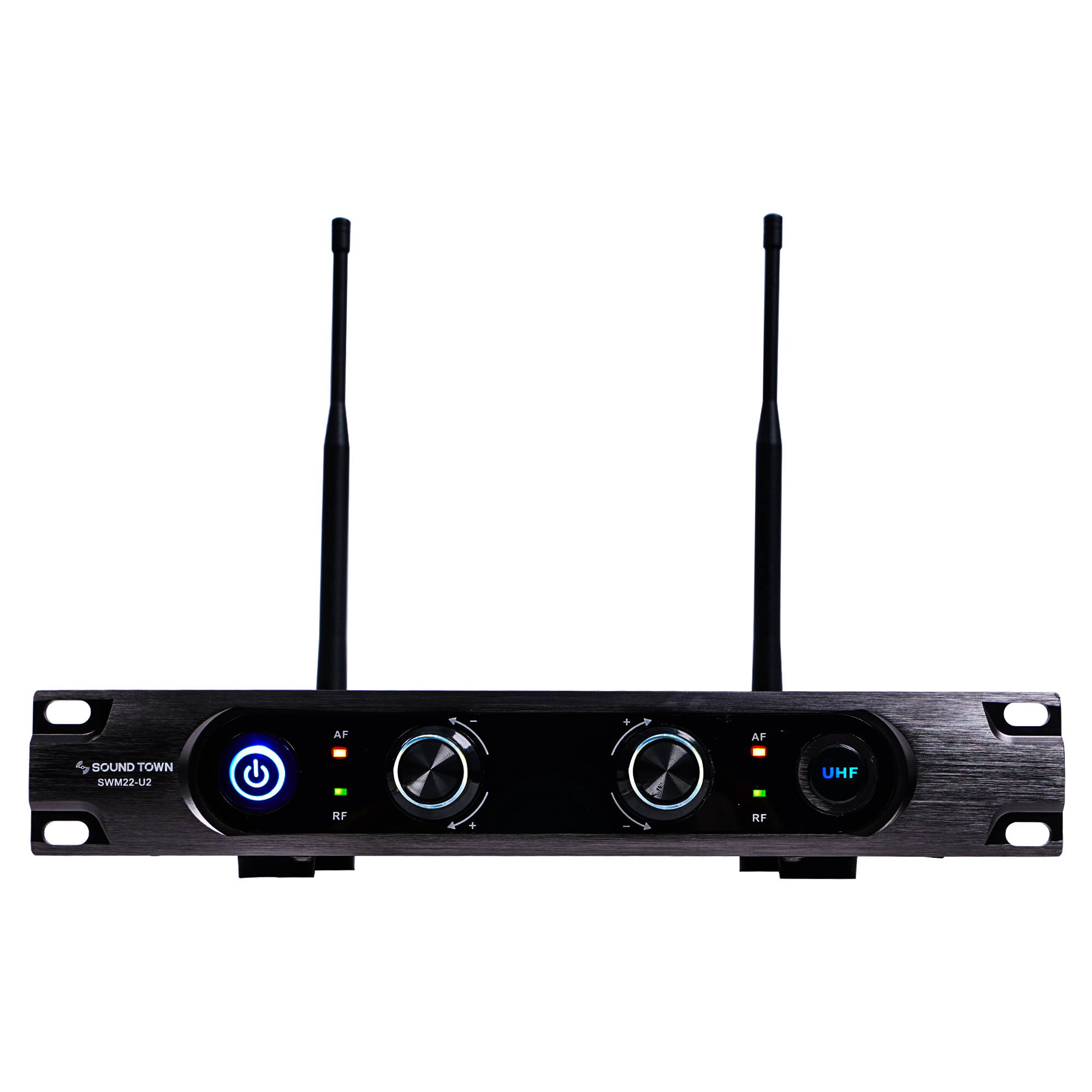 Sound Town Metal 40-Channel Rack Mountable UHF Wireless Microphone System with 1 Metal Handheld Mic, 1 Lavalier Mic for Church, Business Meeting, Outdoor Wedding and Karaoke (SWM22-U2HL)