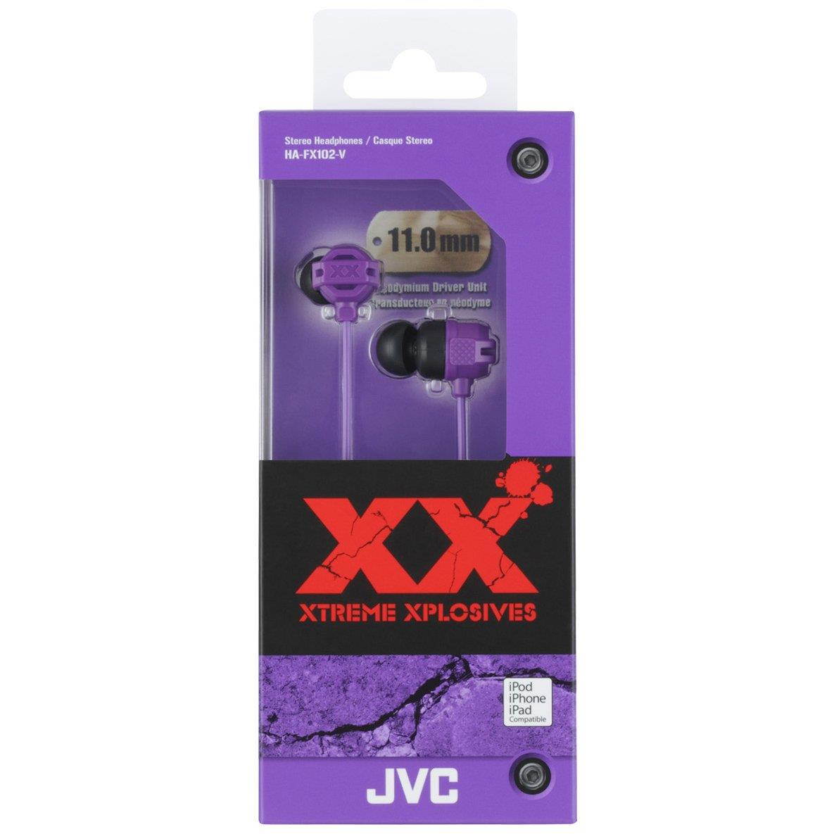 JVC Violet HAFX102V XX Xtreme Bass Earbuds, Violet