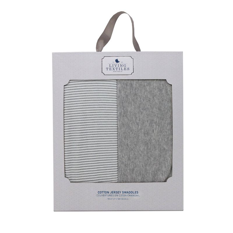 Living Textiles Baby Swaddle Blanket Gray Marl + Gray Heathered Stripes - 2pk