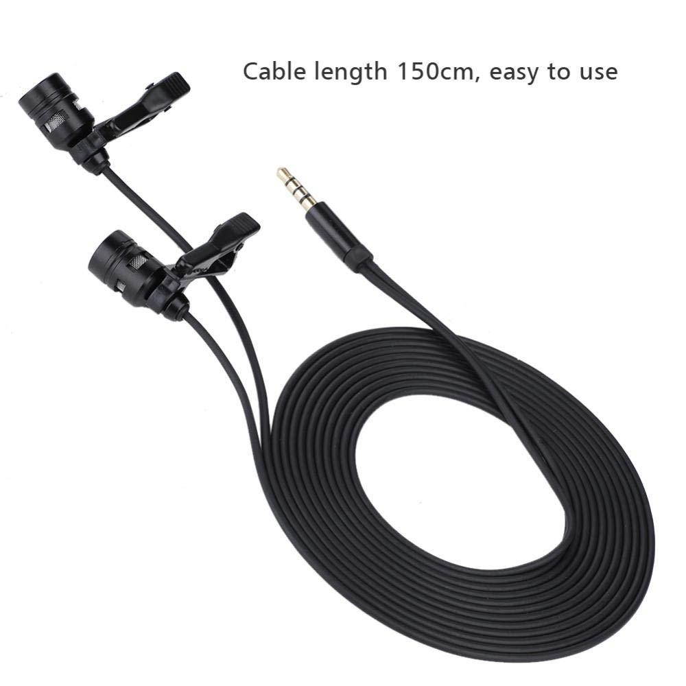 Zerone 3.5mm Stereo Microphone Dual-Head Lapel Tie Clip Microphone for Smartphone, PC and Mac