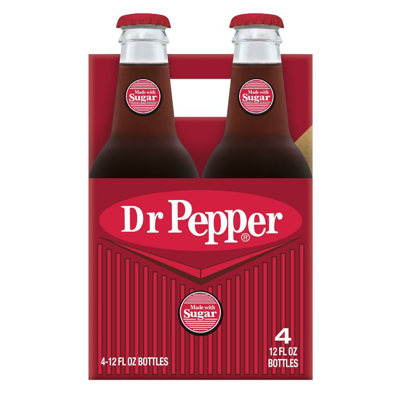 Dr Pepper Soda Made with Sugar - 4pk/12 fl oz Glass Bottles