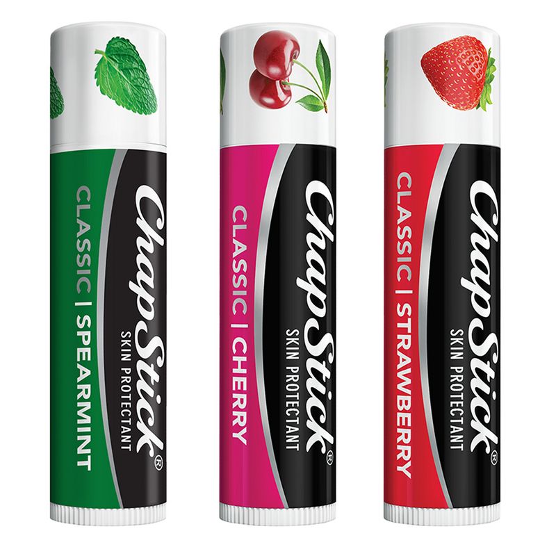 Chapstick Classic Variety Pack Lip Balm - Cherry, Strawberry, & Spearmint - 3ct/0.45oz