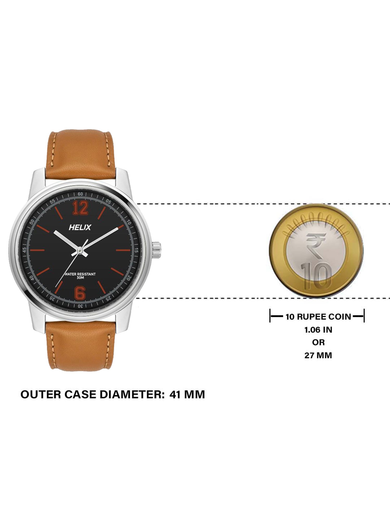 Helix By Timex Black Round Dial Analog Leather Men Watch - TW046HG00