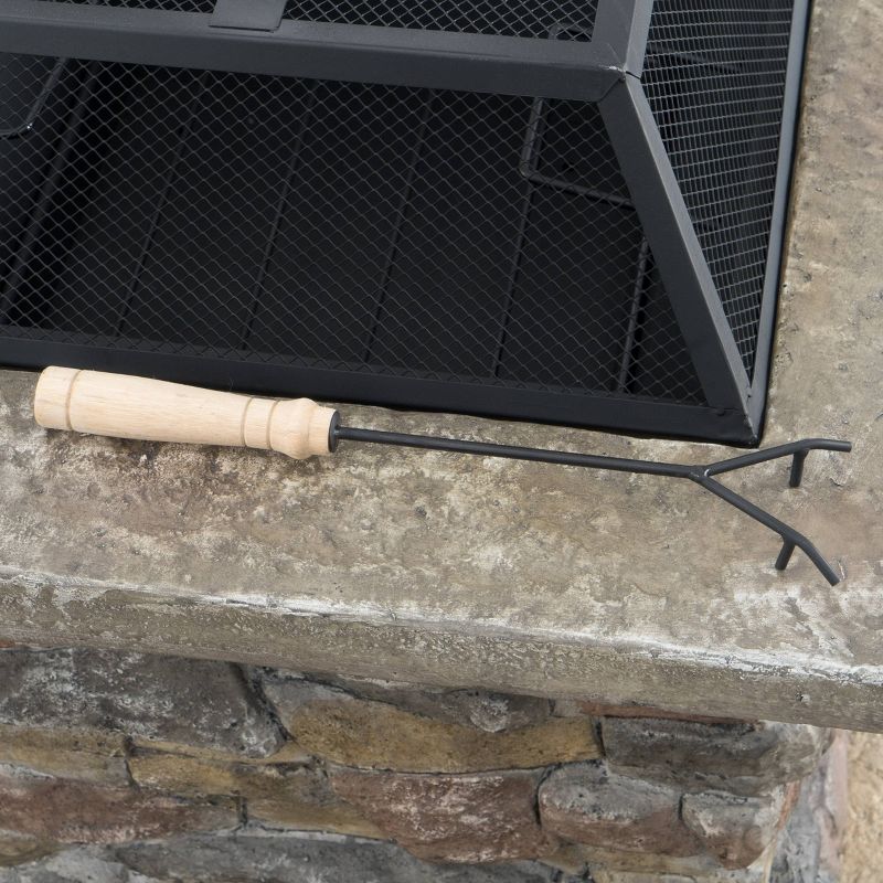 Marrion 5pc Acacia Wood Adirondack Chair and Fire Pit Set - Dark Gray/Natural Stone - Christopher Knight Home