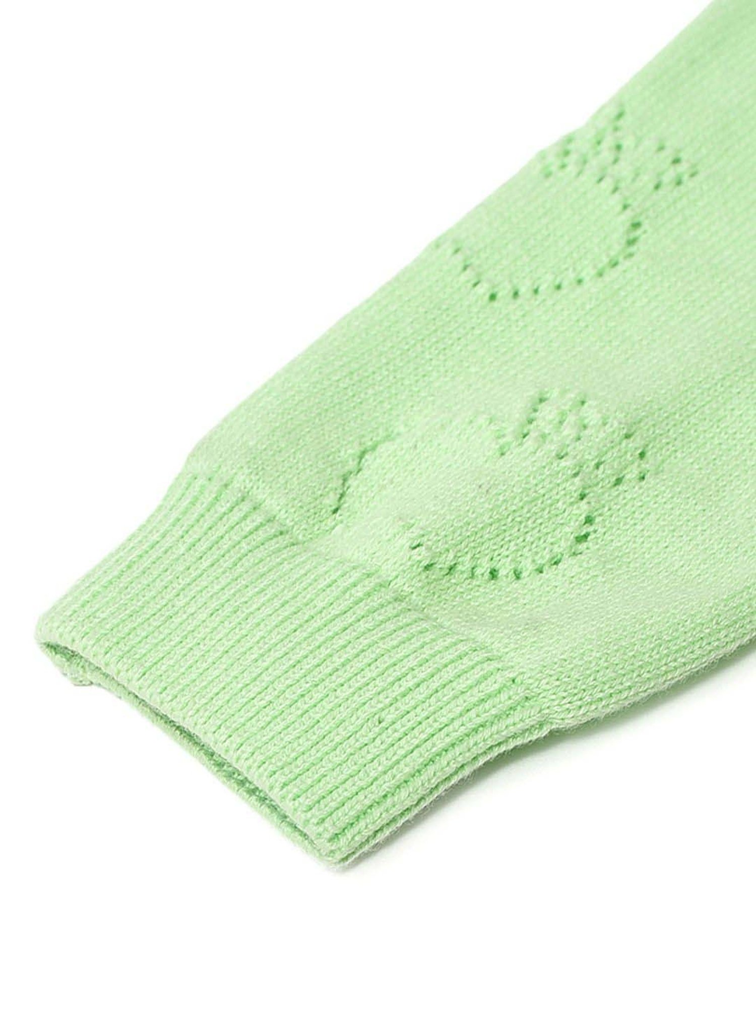 MiArcus Kids Green Cotton Cut Work Full Sleeves Cardigan