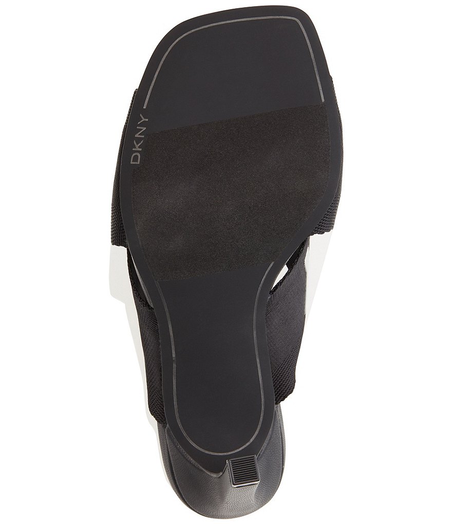DKNY Astra Criss Cross Logo Band Square Toe Dress Mules