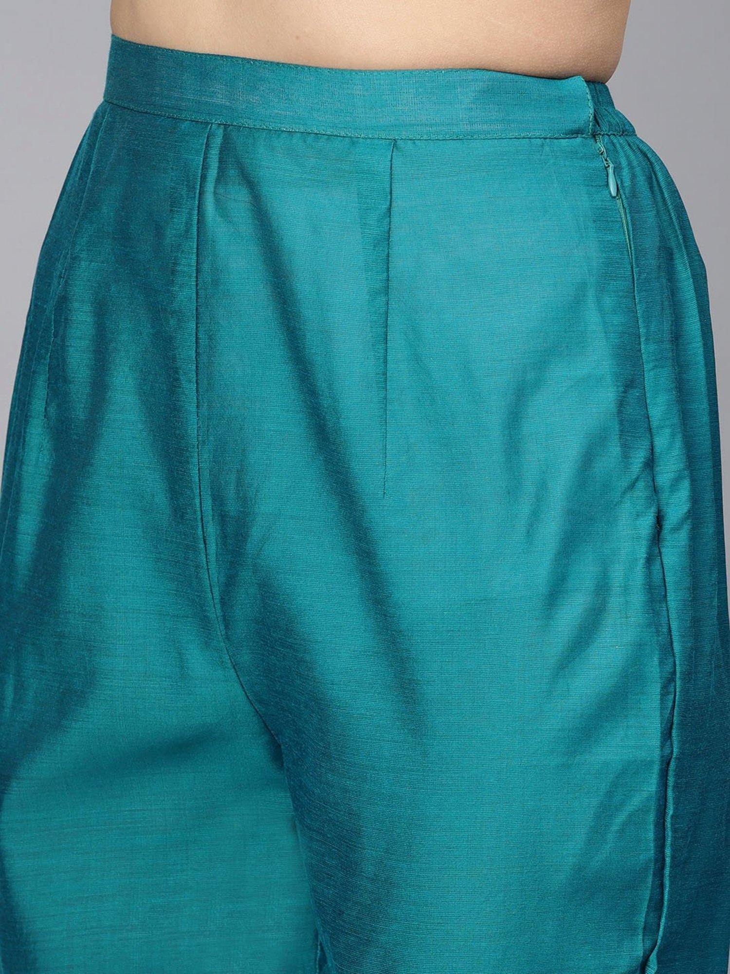 Chhabra 555 Black & Blue Woven Pattern Kurta Pant Set With Dupatta