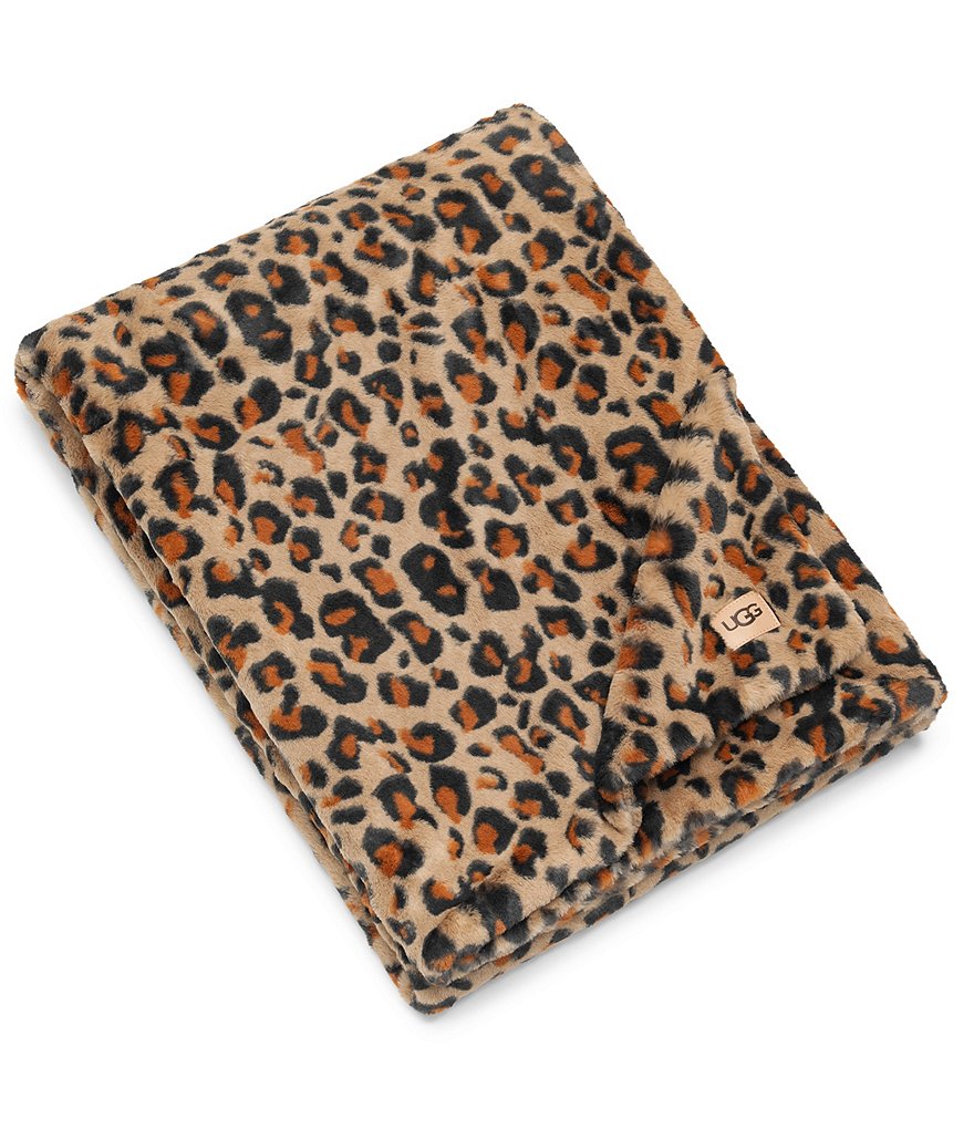UGG Juno Leopard Faux Fur Throw