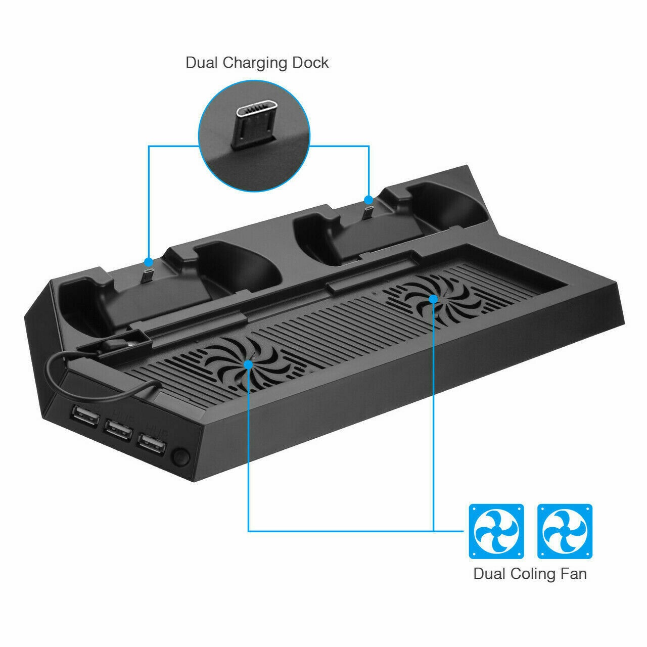 PS4 Cooling Ston Vertical Stand 2 Controller Charging Dock For PlaySton 4