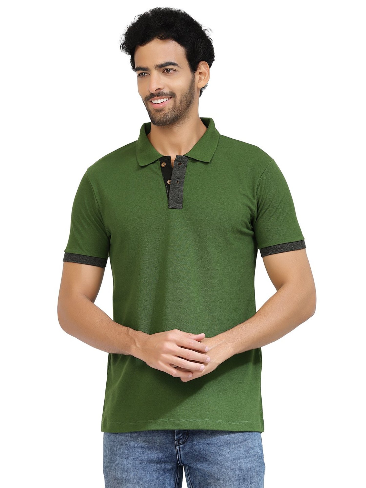 Kalt Green Regular Fit Polo T-Shirt