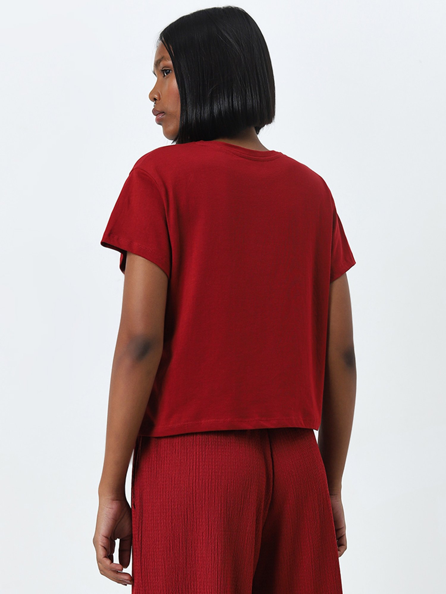 Superstar by Westside Red Text Printed Cotton T-Shirt