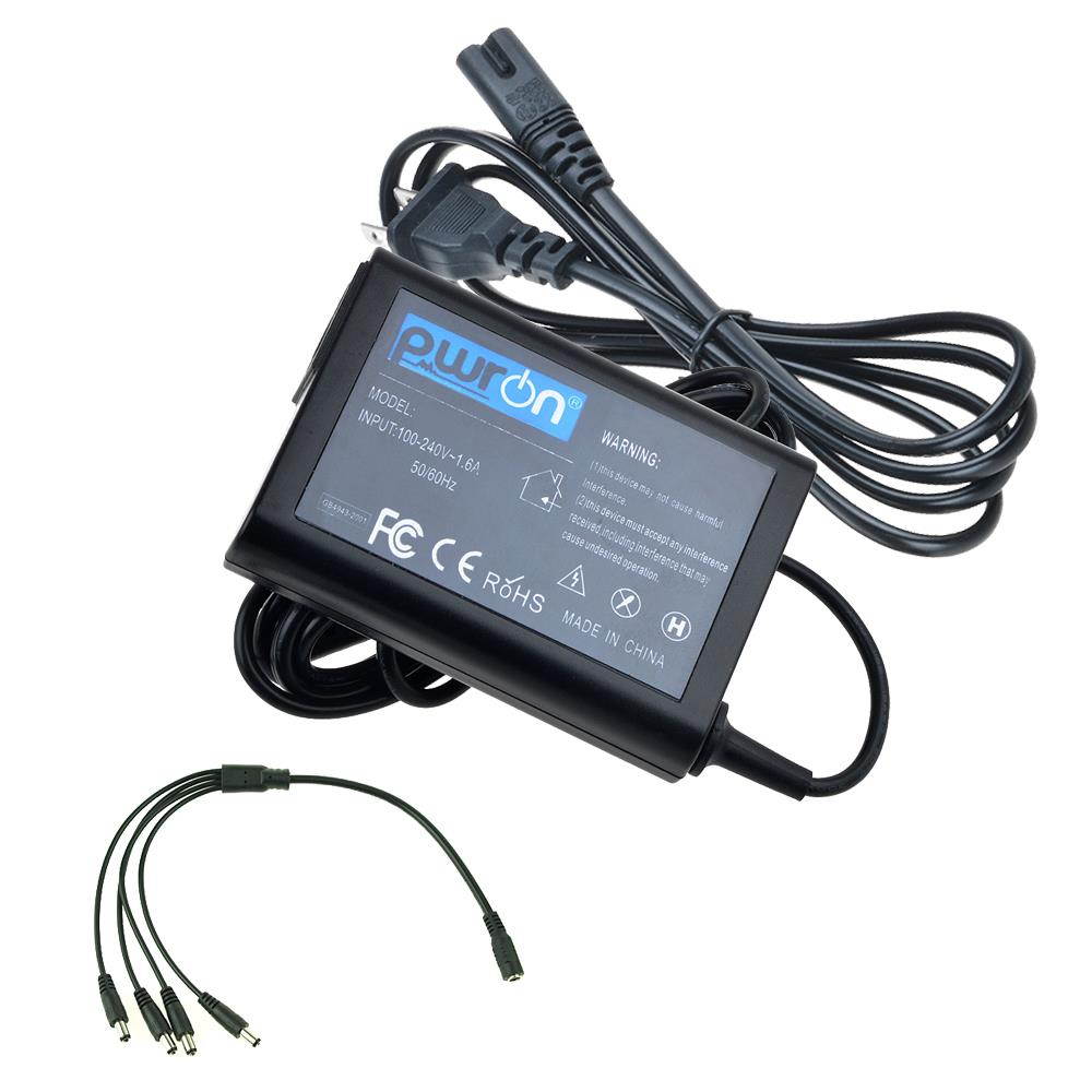 PwrOn 12V DC 3A AC Power Supply Adapter 3000mA +4 Port Plug Split Power Cable For Night Owl 4 Pack Day/Night Vision Bullet NightOwl Security Camera 12VDC Power Supply Cord Cable PS Charger Mains PSU