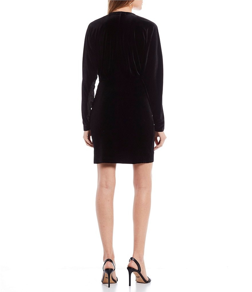 Blondie Nites High-Neck Shimmering Metallic Sheath Dress