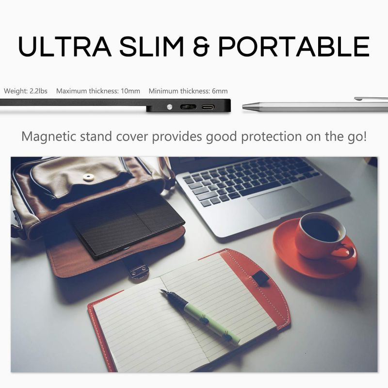 SainSonic EVOPIX 15.6" FHD 1080P Multi-Touch Portable Monitor, IPS Screen, Onboard USB Type-C/Mini HDMI Port, Built-in 2 x 1.5W Speakers, One Wheel Switch, for Laptops, Mac, Xbox, PS4 and Nintendo