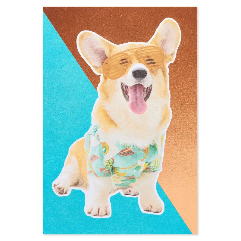 Birthday Card Corgi with Sunglasses