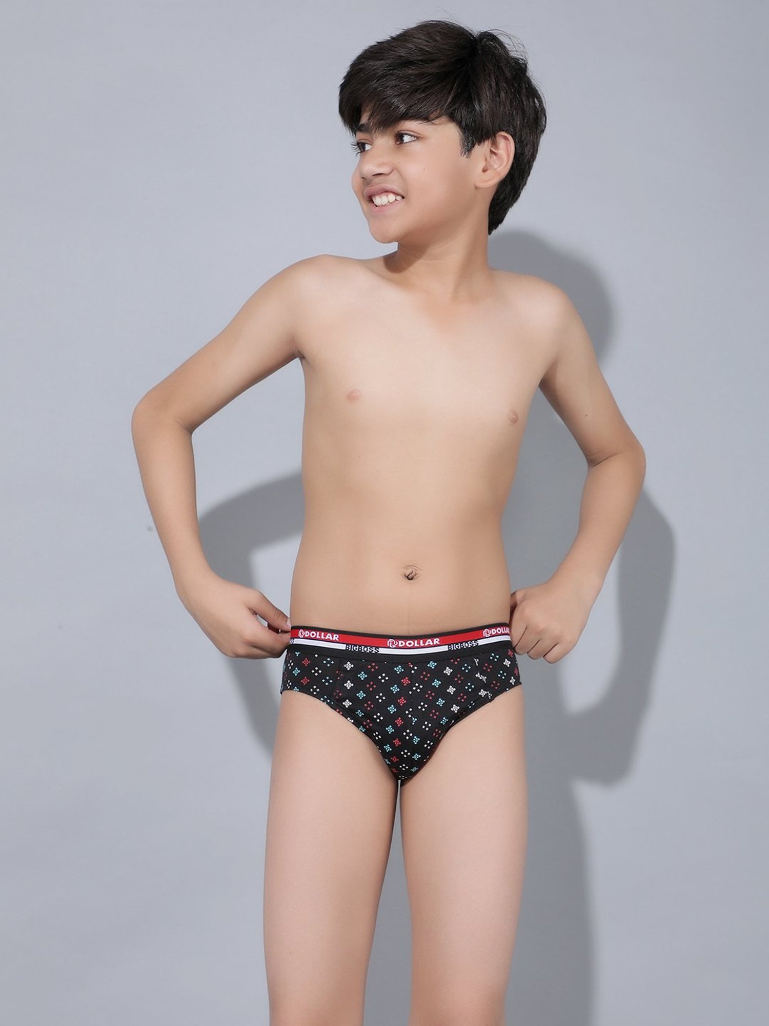 Frenchie Kids Pink & Grey Solid Briefs (Pack Of 2)
