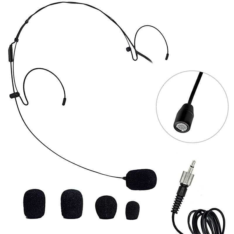 HM10 Headworn Omnidirectional Microphone Lightweight HandsFree Microphone use for Singers Aerobics Instructors Teachers etc 35mm Connection Black Color