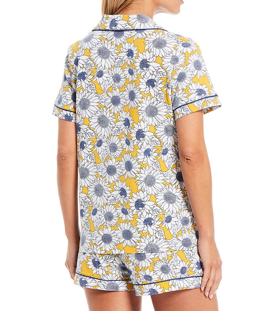 Bedhead Pajamas Sunflower Printed Jersey Knit Top & Shorts Coordinating Pajama Set