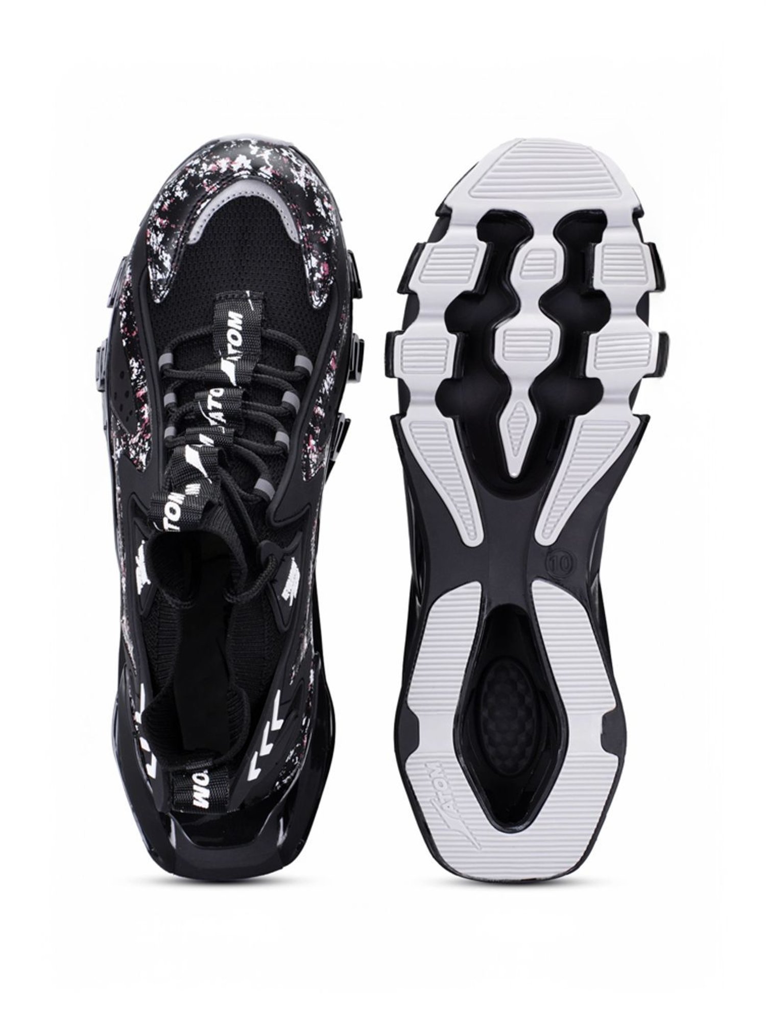 Atom Men's Multi Print Black Running Shoes