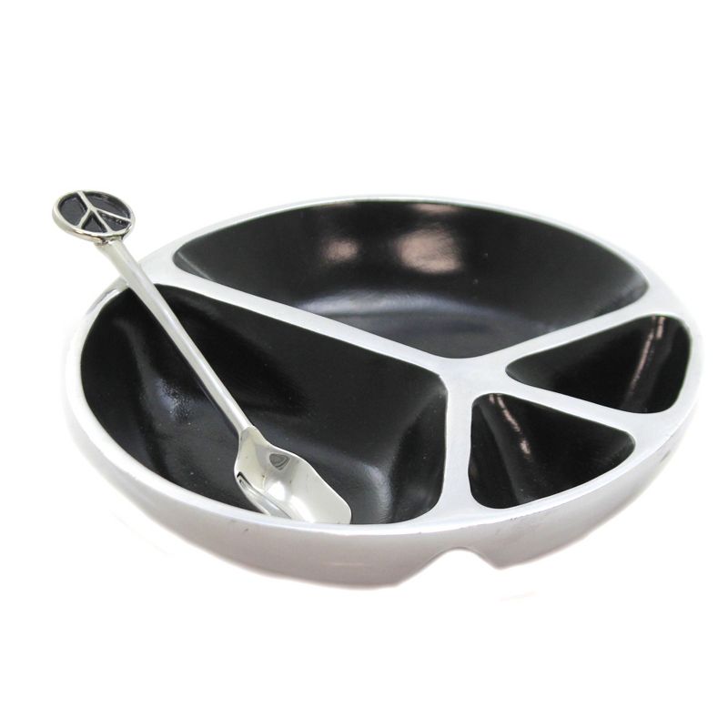 Tabletop 8.0" Peace Sign Bowl With Spoon Divided Sections Inspired Generations Llc  -  Dining Plates