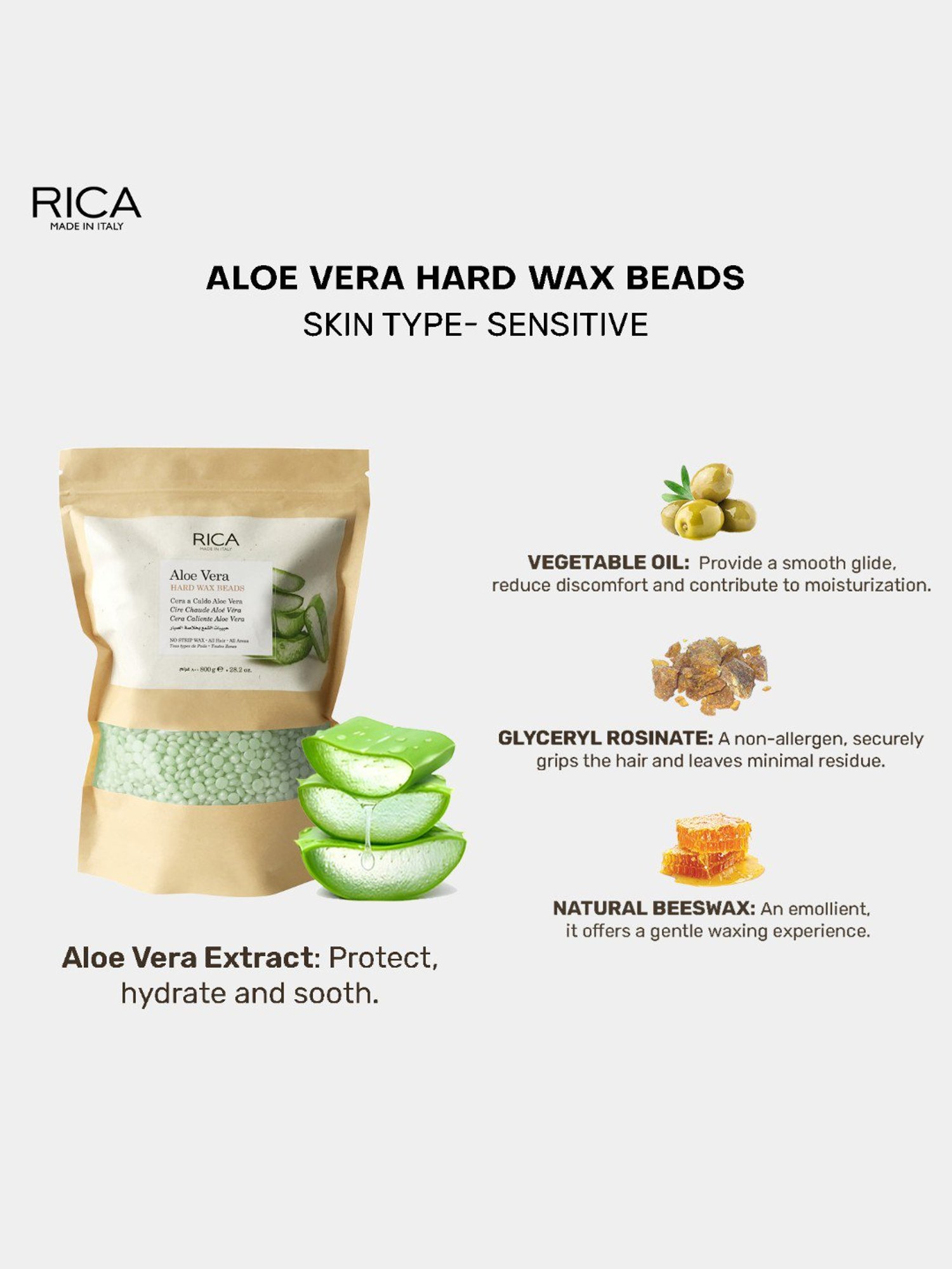 Rica Aloe Vera Hard Wax Beads - 800 gm