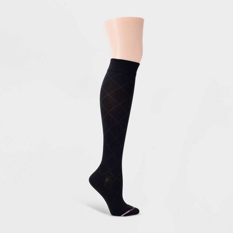 Dr. Motion Women's Mild Compression 3pk Knee High Socks - Black Patterns