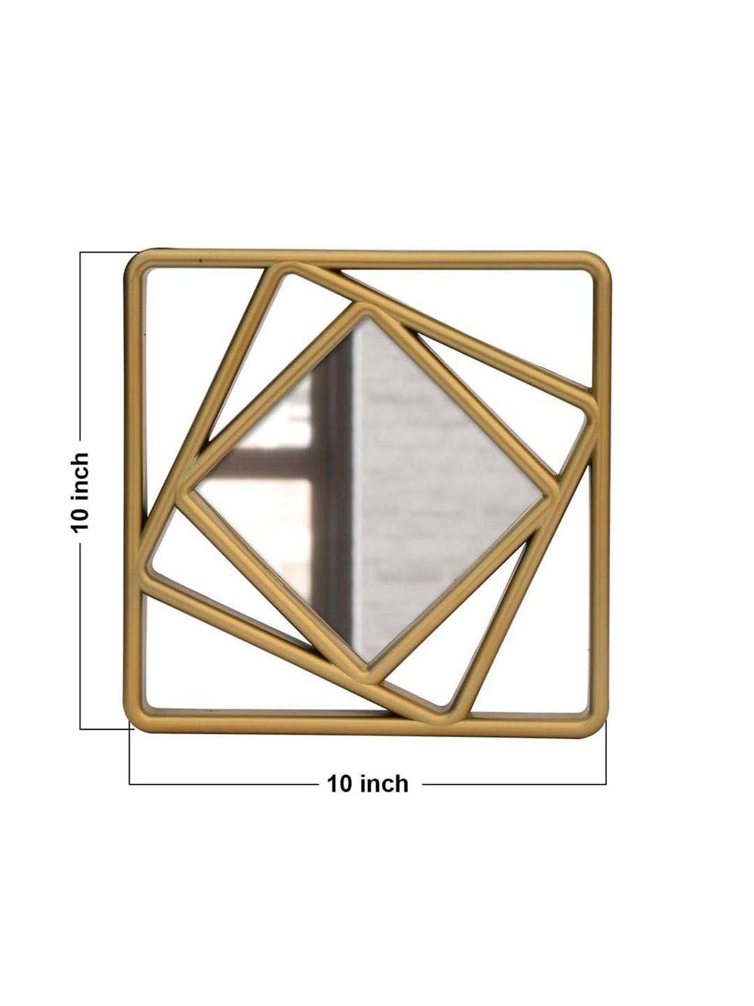 Art Street Gold Plastic Square Shape Decorative Wall Mirror - Set of 2