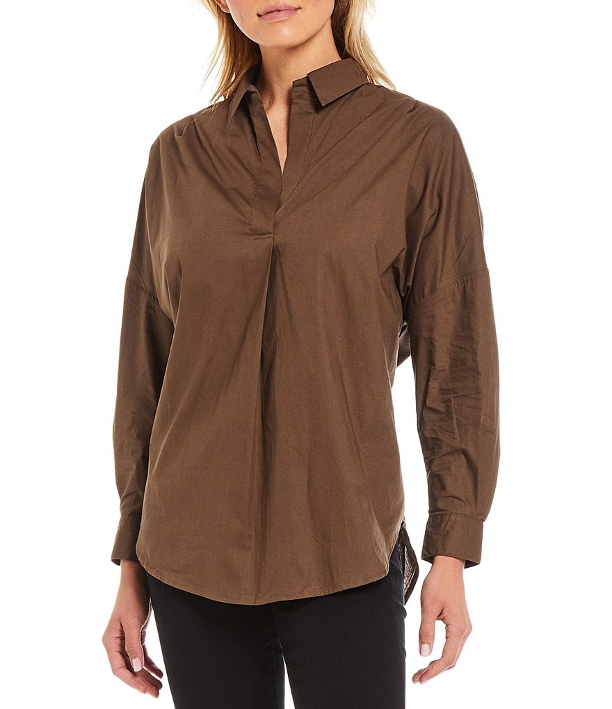 French Connection Rhodes Poplin Point Collar Long Sleeve Shirt