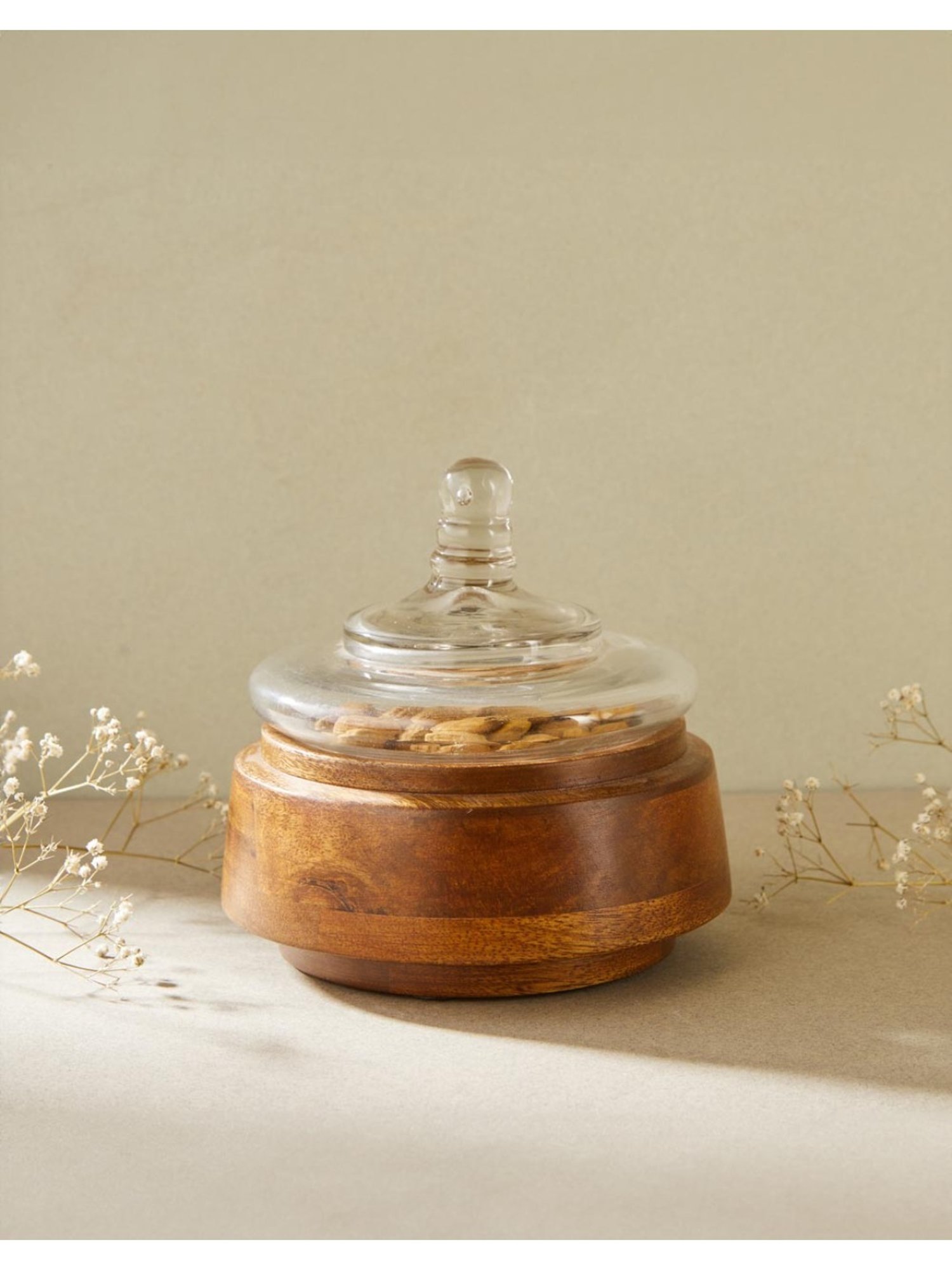 Fabindia Home Arali Solid Brown Wood Jar