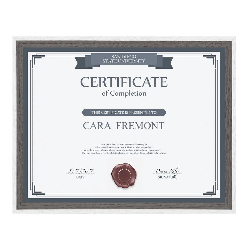 8.5" x 11" Gibson Document Frame Gray - Kate & Laurel All Things Decor