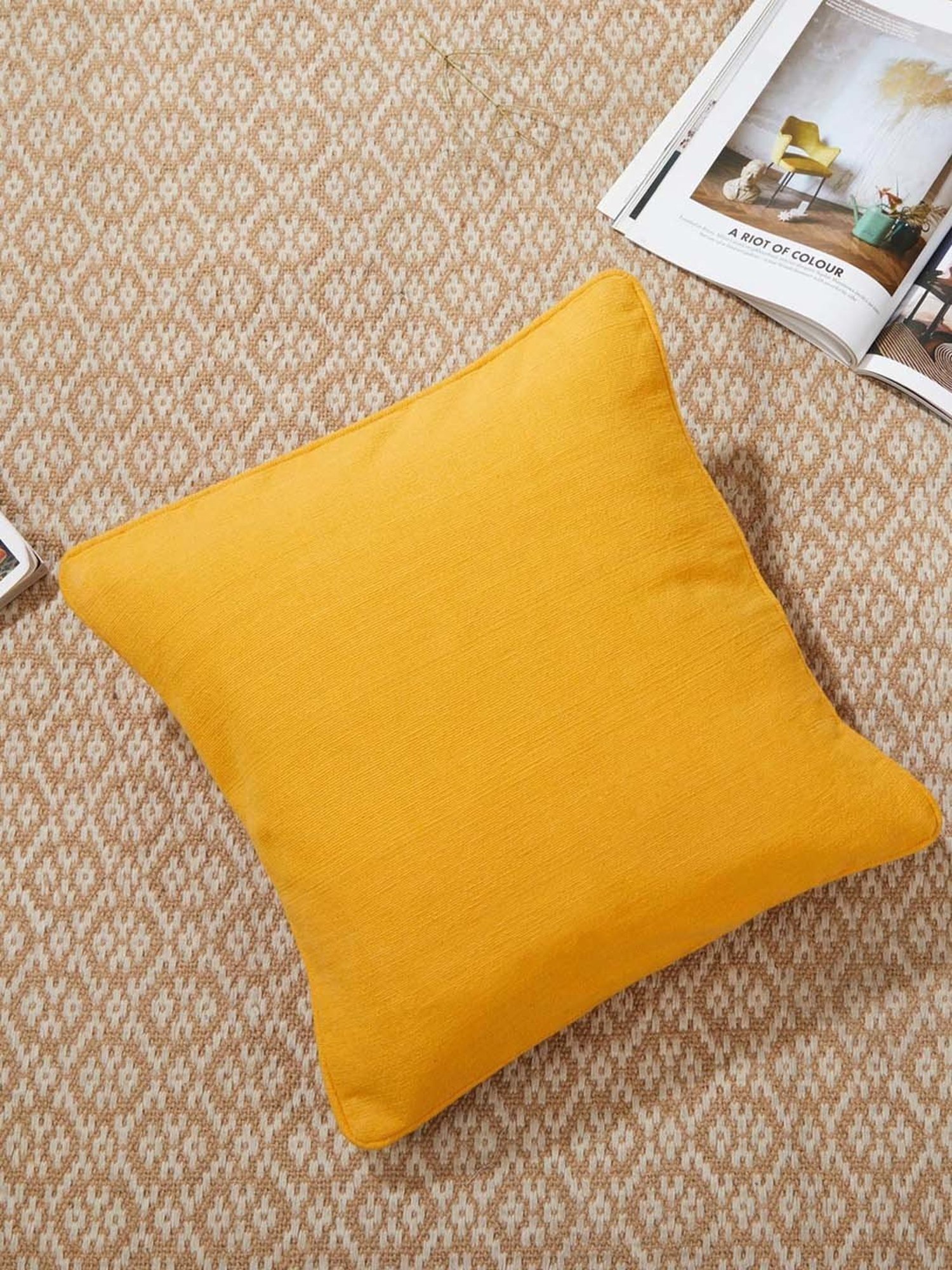 Fabindia Rang Orange Cotton Cushion Cover