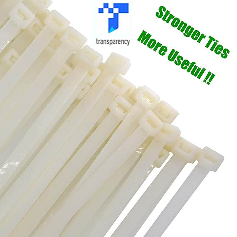 Heavy Duty 26 Inch Nylon Zip Cable Ties ClearLarge 200 LBS Tensile StrengthHeavy Duty Industrial Durable Strong Cable Ties 50 Pack Indoor Outdoor Garden Ties Use26200LB White