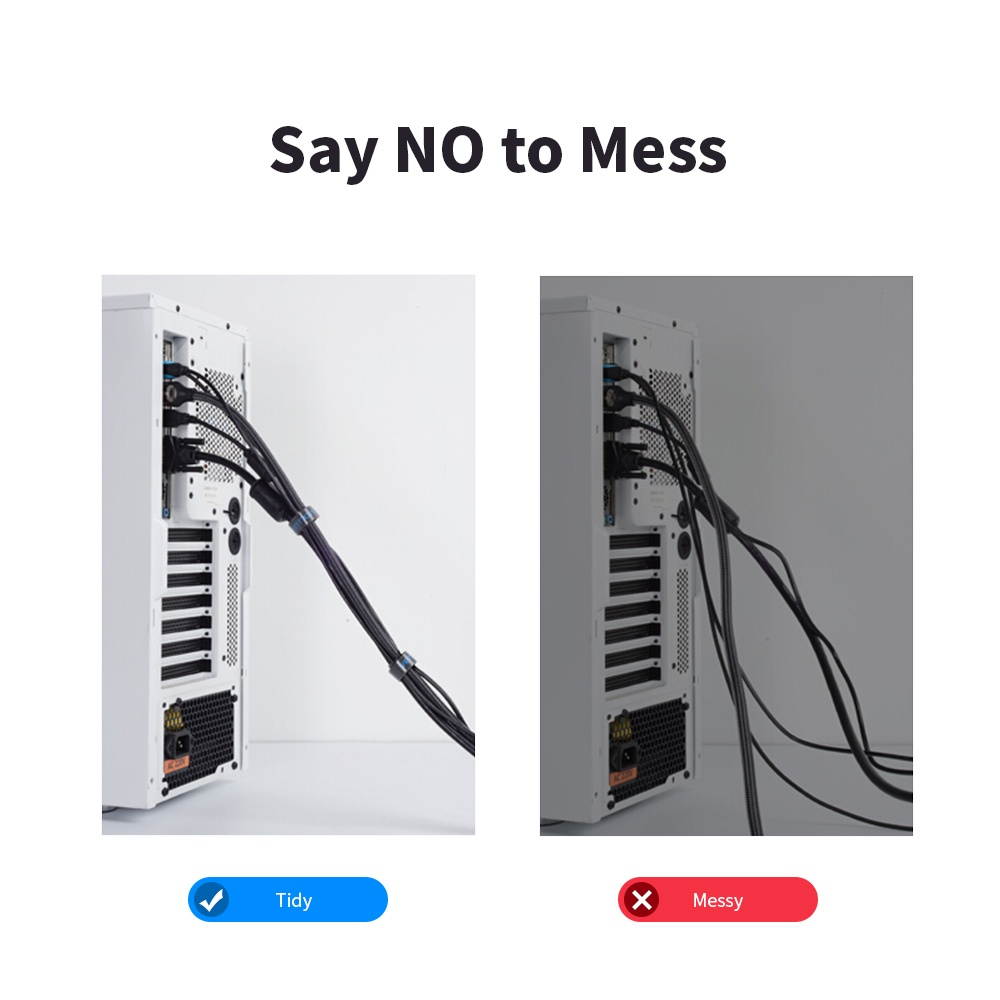 VENTION Cable Organizer Computer Wire Manager with Fastener Cable Winder with Nylon Hook and Loop Fasteners Power Cable Bind 5m/16.40ft