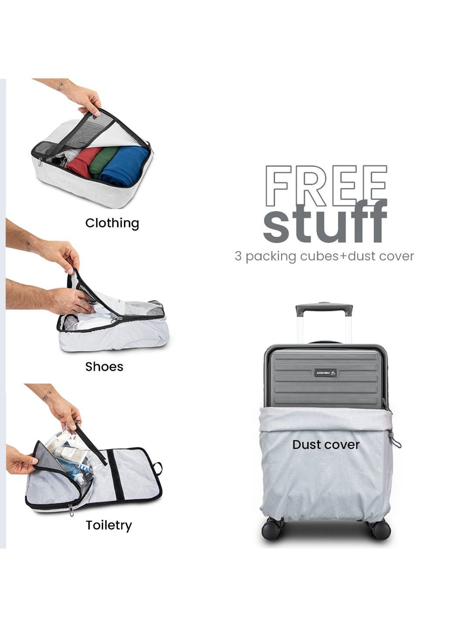 Assembly Grey Textured Trolley Bag Set of 2 - 20 inch & 28 inch