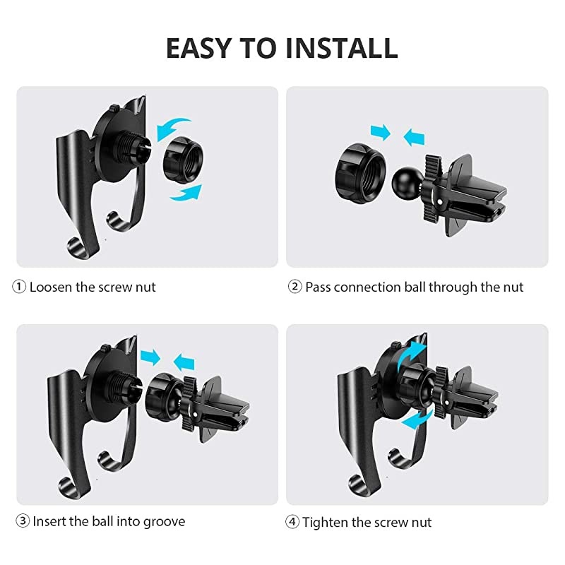Car Phone Mount, Air Vent Phone Holder for Car, Handsfree Cell Phone Car Mount Fit for iPhone 12 Pro Max Mini SE 11 Pro Max XR Xs Max Xs X 8 7